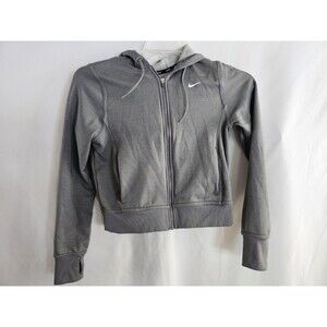 Nike Hoodie Therma Fit gray full zip jacket womens Size XS fleece lined